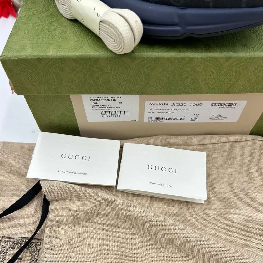 Men's Gucci GG supreme Rython sneakers size 12 made in Italy NWT - Picture 5 of 11